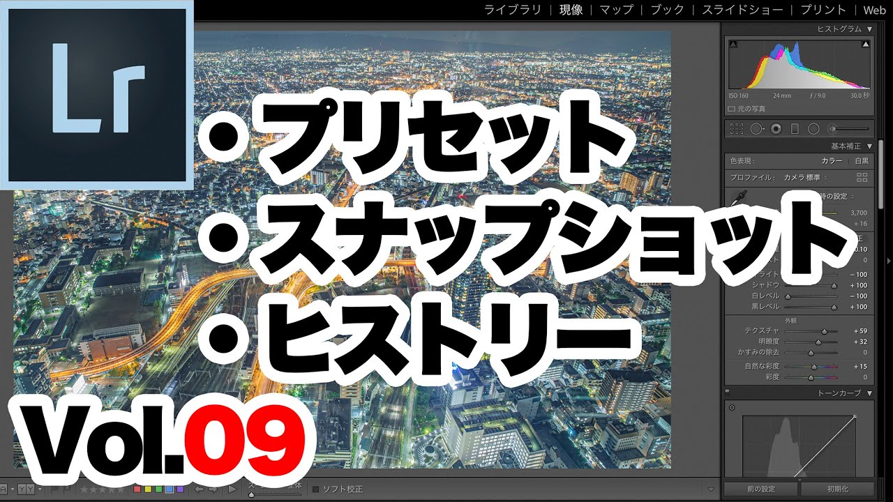 【Lightroom Classic】⑨ライトルームクラシック現像。「プリセット」「ヒストリー」「スナップショット」について。
