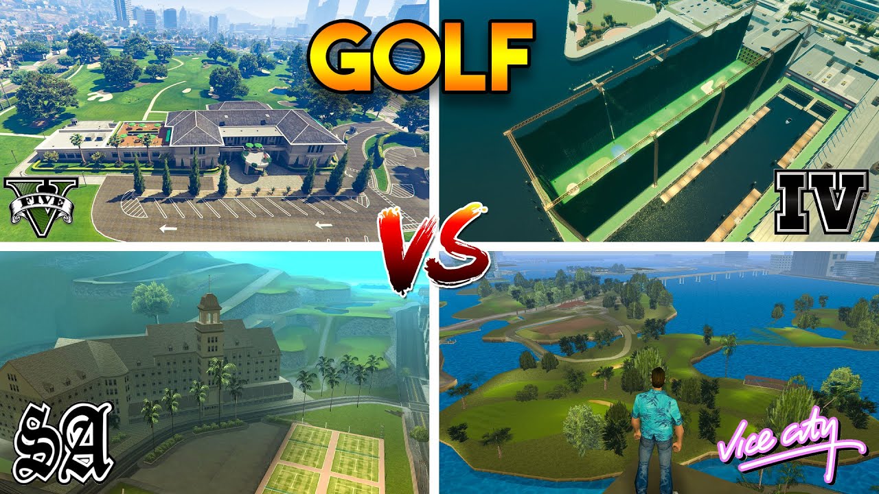 GTA 5 VS GTA 4 VS GTA SAN ANDREAS VS GTA VICE CITY (GOLF IN EVERY GTA GAME)