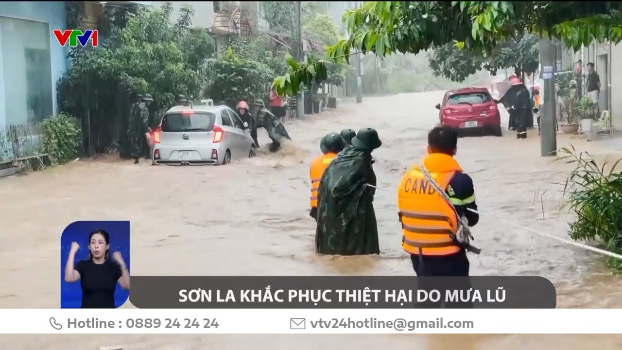 Gần như tất cả c&aacute;c tuyến đường nội th&agrave;nh TP Sơn La đều bị ngập s&acirc;u | VTV24