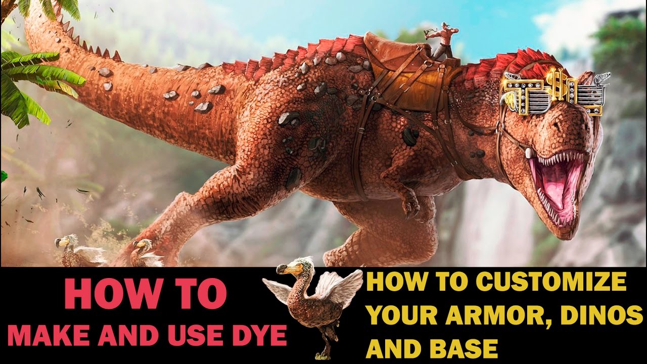 ARK SURVIVAL EVOLVED PS4 -HOW TO MAKE DYE- CUSTOMIZE YOUR ARMOR,DINOS AND BASE