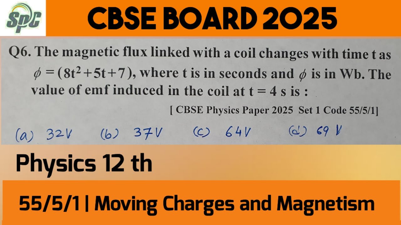 The magnetic flux linked with a coil changes with time t as fi = ( 8 t^2 + 5t + 7 ) Where t im secon