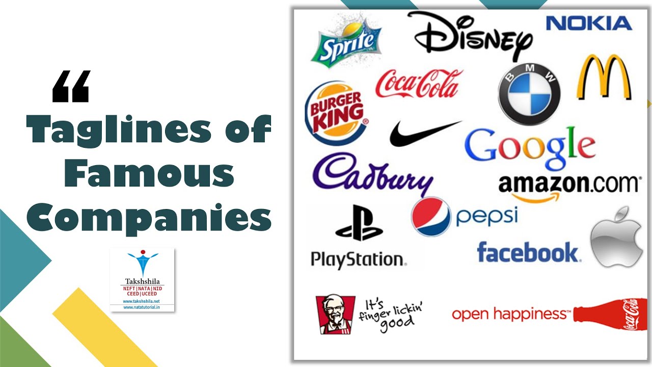 Tagline of Famous Companies/Brands - General Awareness. Slogans of Companies
