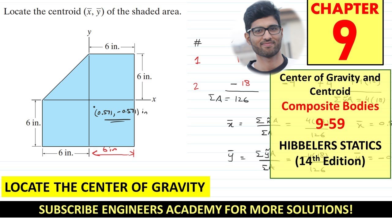 9-59 Centroid of Composite bodies or Shapes | Chapter 9 ( Hibbeler Statics 14th) Engineers Academy