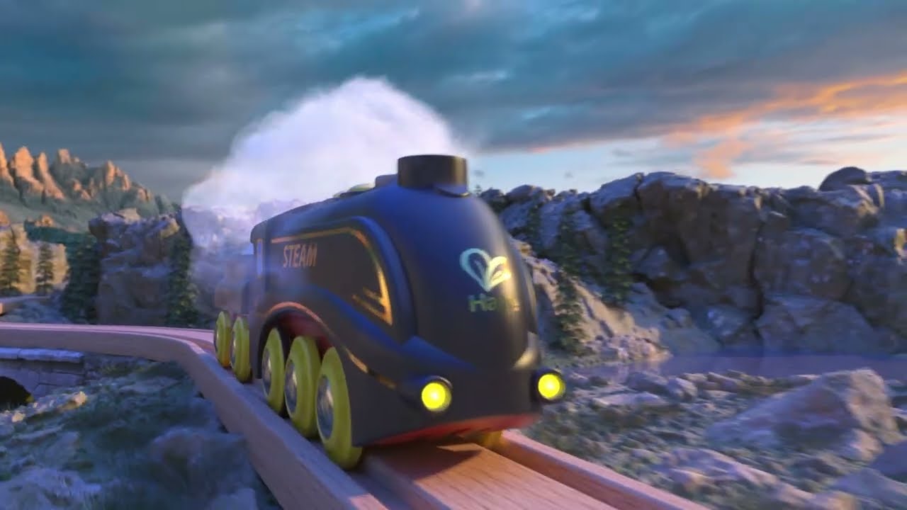 Steam & Whistle Train Set | E3742 | Hape Toy Train with Realistic Steam & Horn