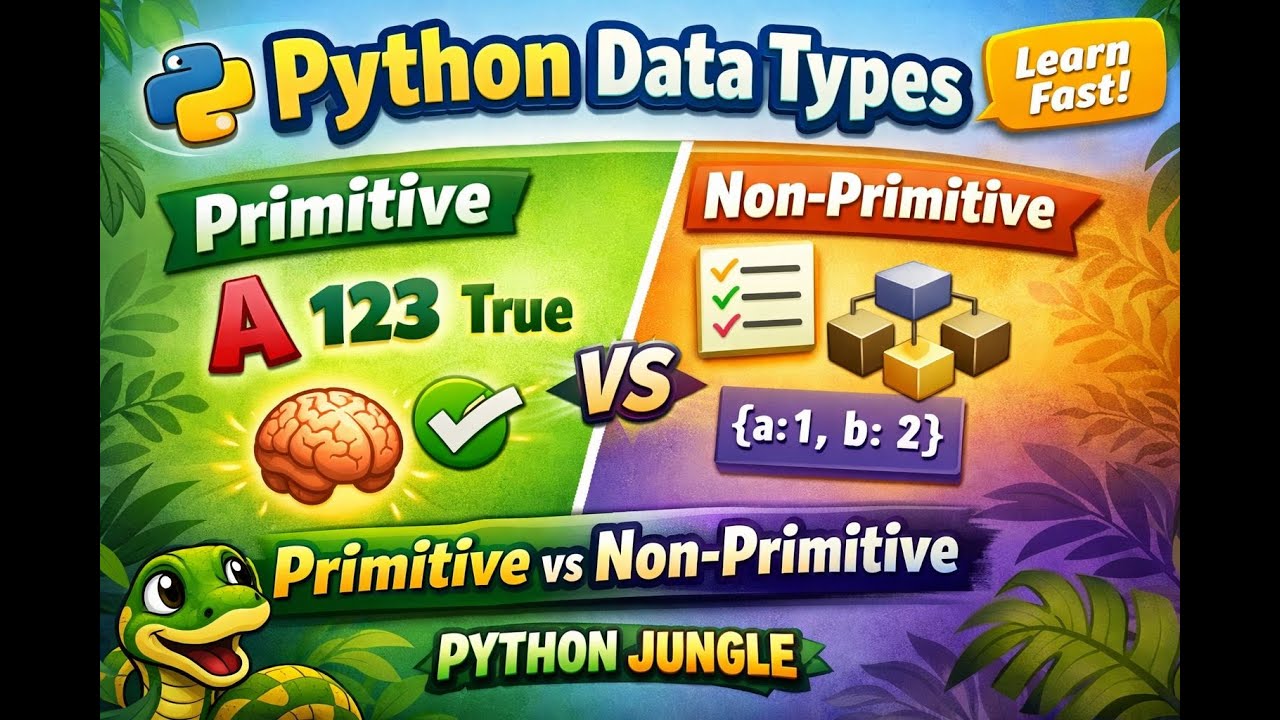 Python Data Types Explained In Telugu | Primitive vs Non-Primitive | Python Jungle