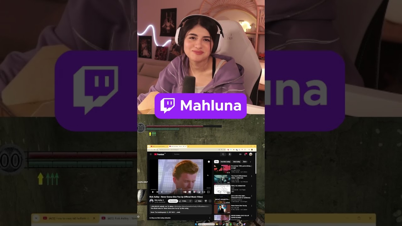 RickRoll #mahluna #shorts #streamerwitch #gaming #clips #entertainment