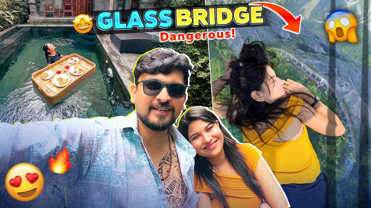 Glass bridge in Bali 🥵 most Dangerous | Honey Moon ❤️ Trip ep-3 |