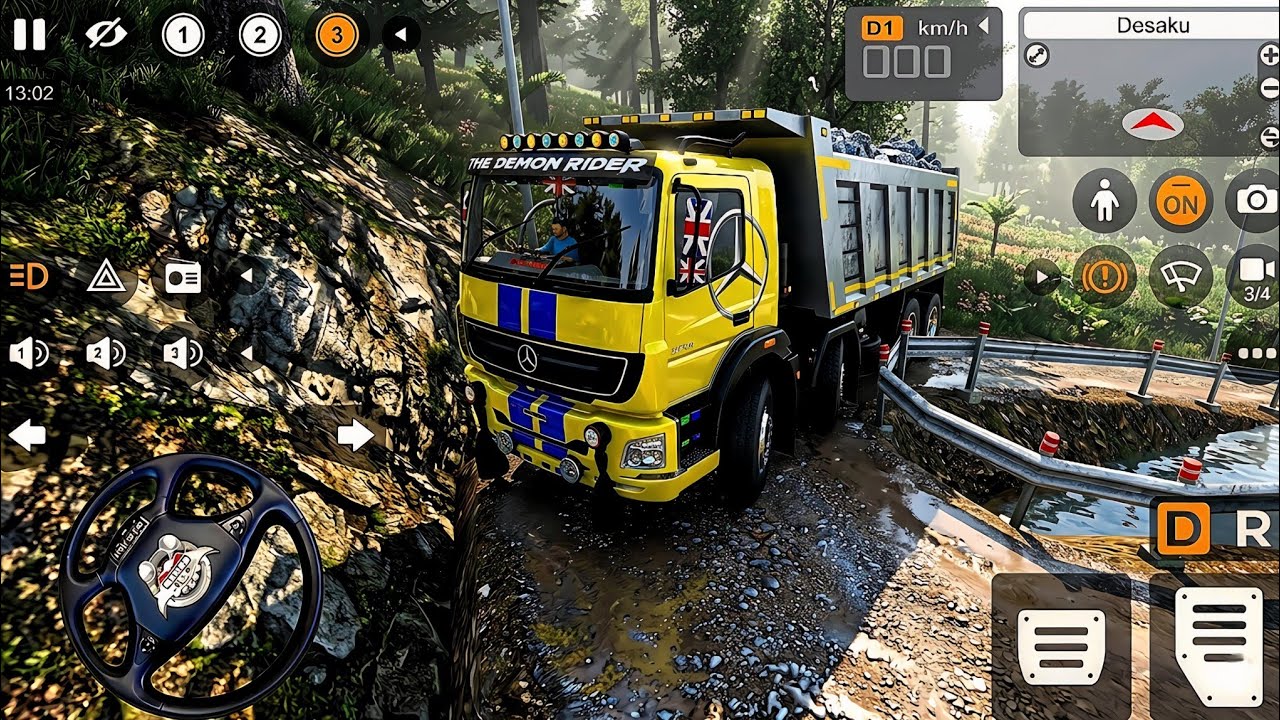 🚛 12 Wheeler Bharat Benz Truck Sand & Rock Delivery on Extremely Damaged Offroads | bussid