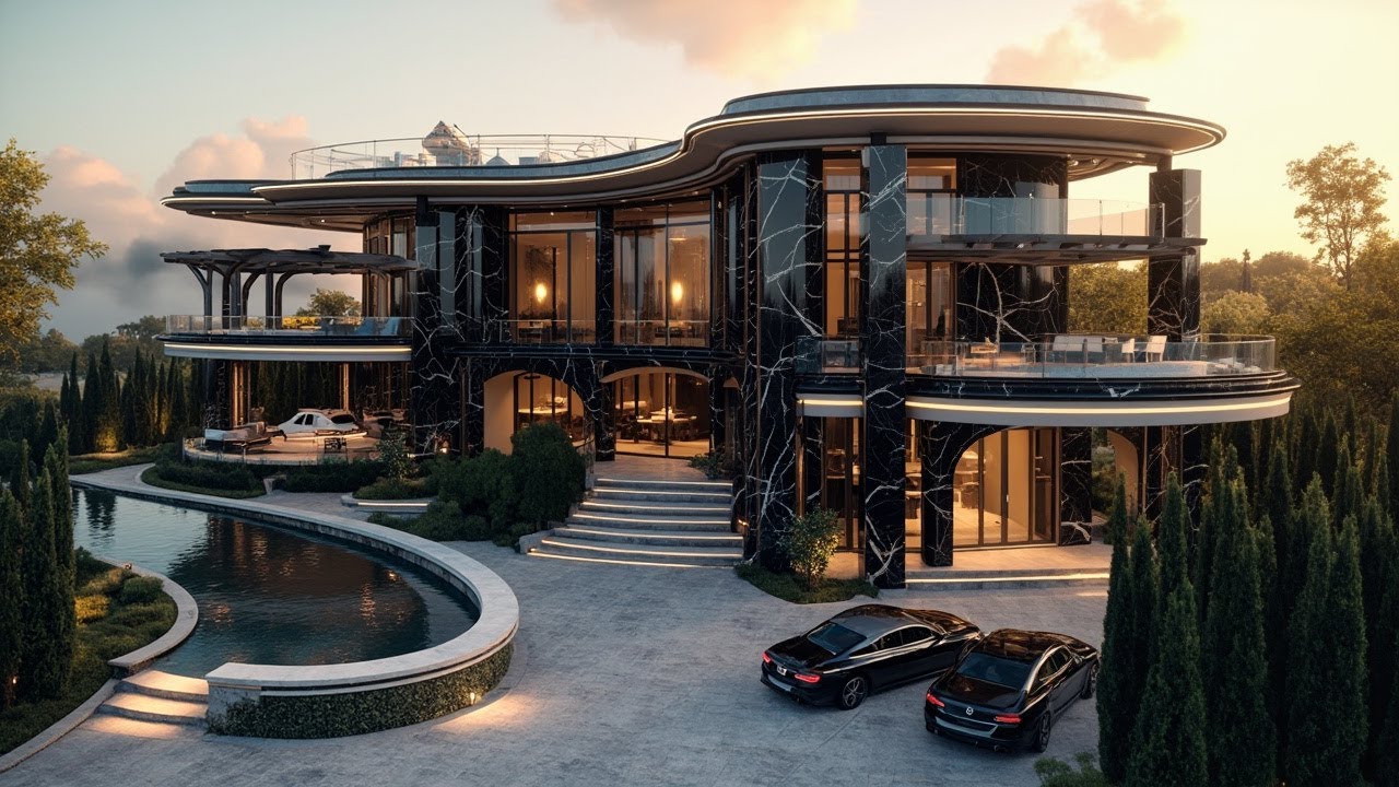 The Black Marble Titan: A Futuristic Royal Mansion