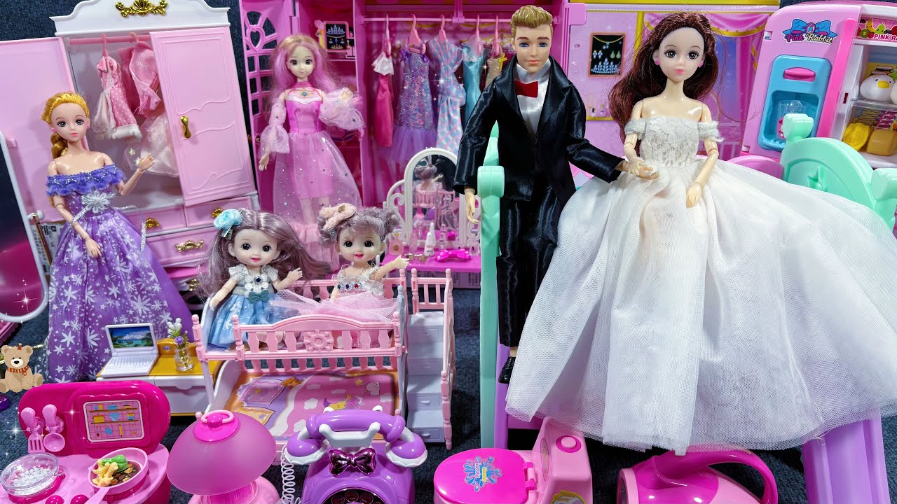 13 Minutes Satisfying with Unboxing Barbie Princess Bedroom & Wardrobe Playset ASMR I Review Toys