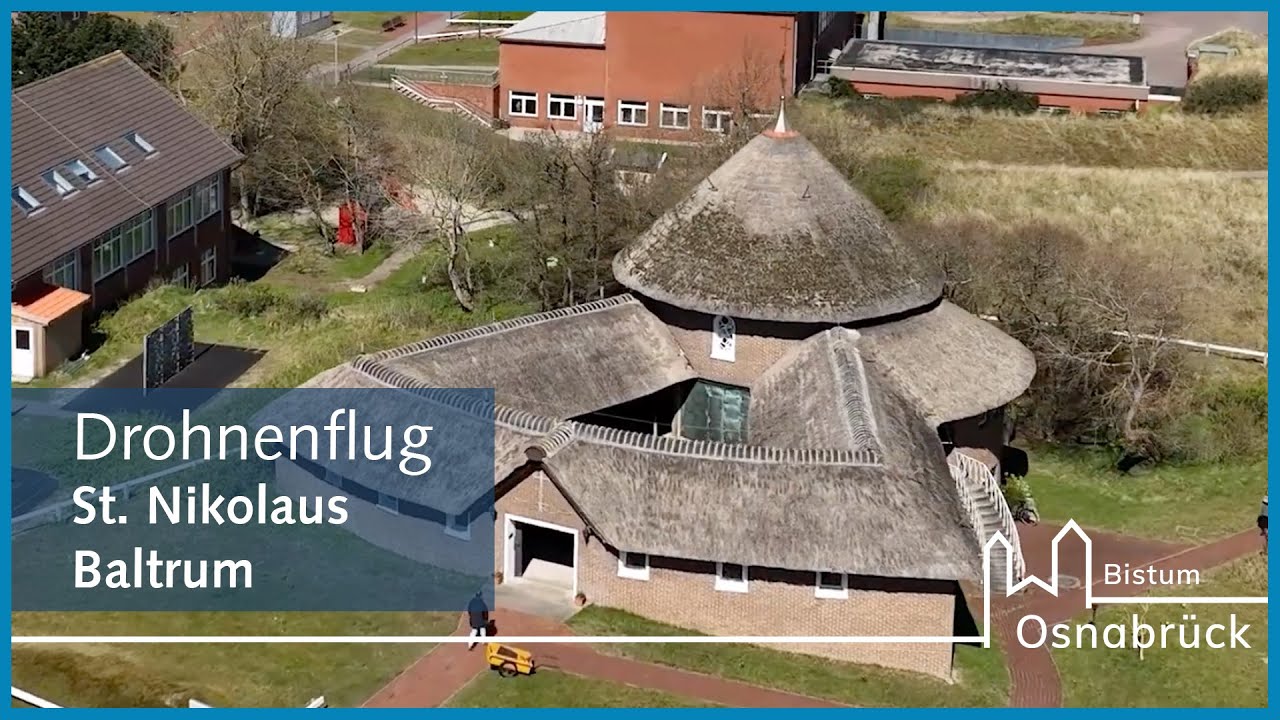 Drohnenflug Kirche St. Nikolaus Baltrum