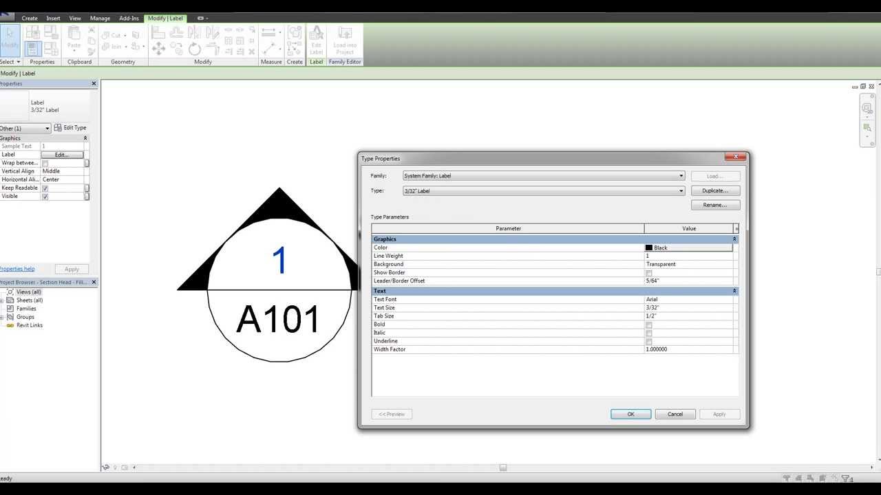 Урок по Revit &mdash; Как изменить шрифт маркера разреза &mdash; The Revit Kid.com