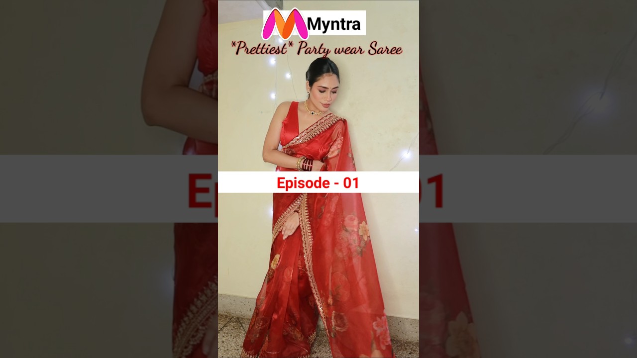 Prettiest Party wear saree ❤️❤️ Red saree | Myntra haul | organza saree