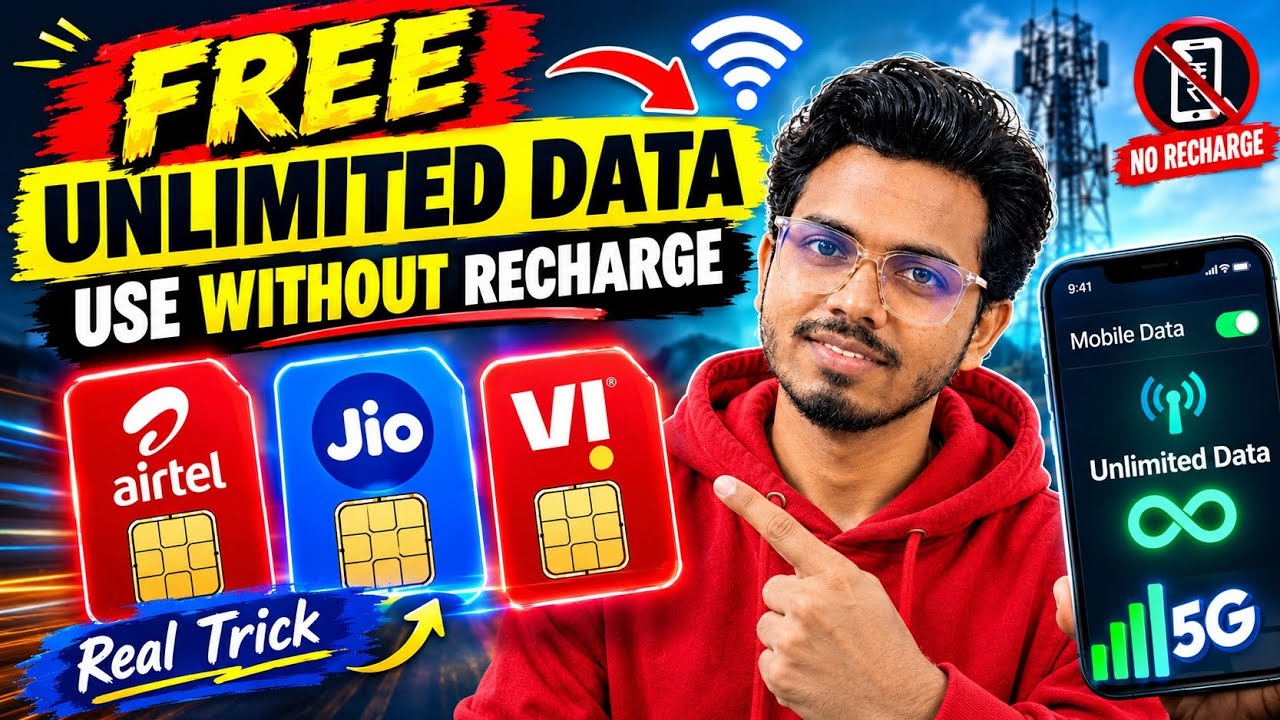 🔥Without Recharge Free Unlimited Data Use 😱 बिना Recharge Internet कैसे चलेगा? Airtel Jio Vi का सच!