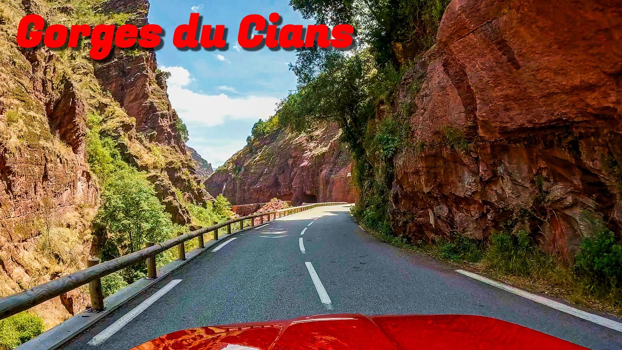 Driving in France - Gorges du Cians, an amazing red rock gorge. From Beuil to Saint-Martin du Var.