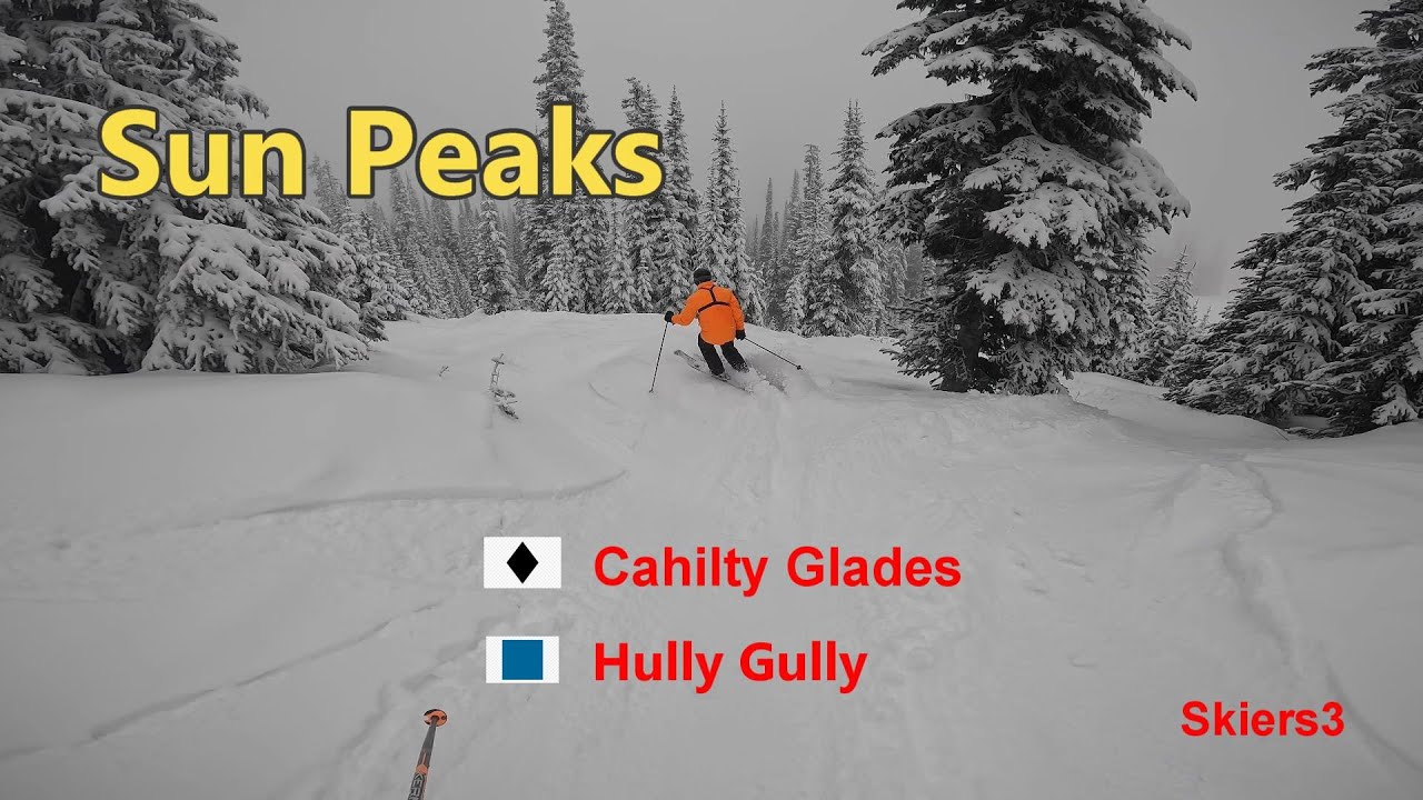 Sun Peaks Skiing Cahilty Glades & Hully Gully. Tree Skiing!