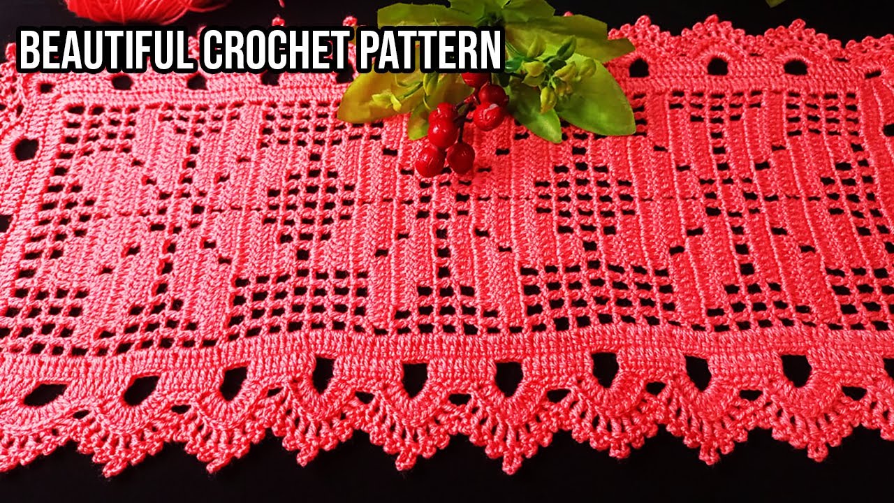 Crochet Design ( Table Runner / Thalposh / Table Cloth / Placemat ) in Hindi Urdu - Woolen Craft 156