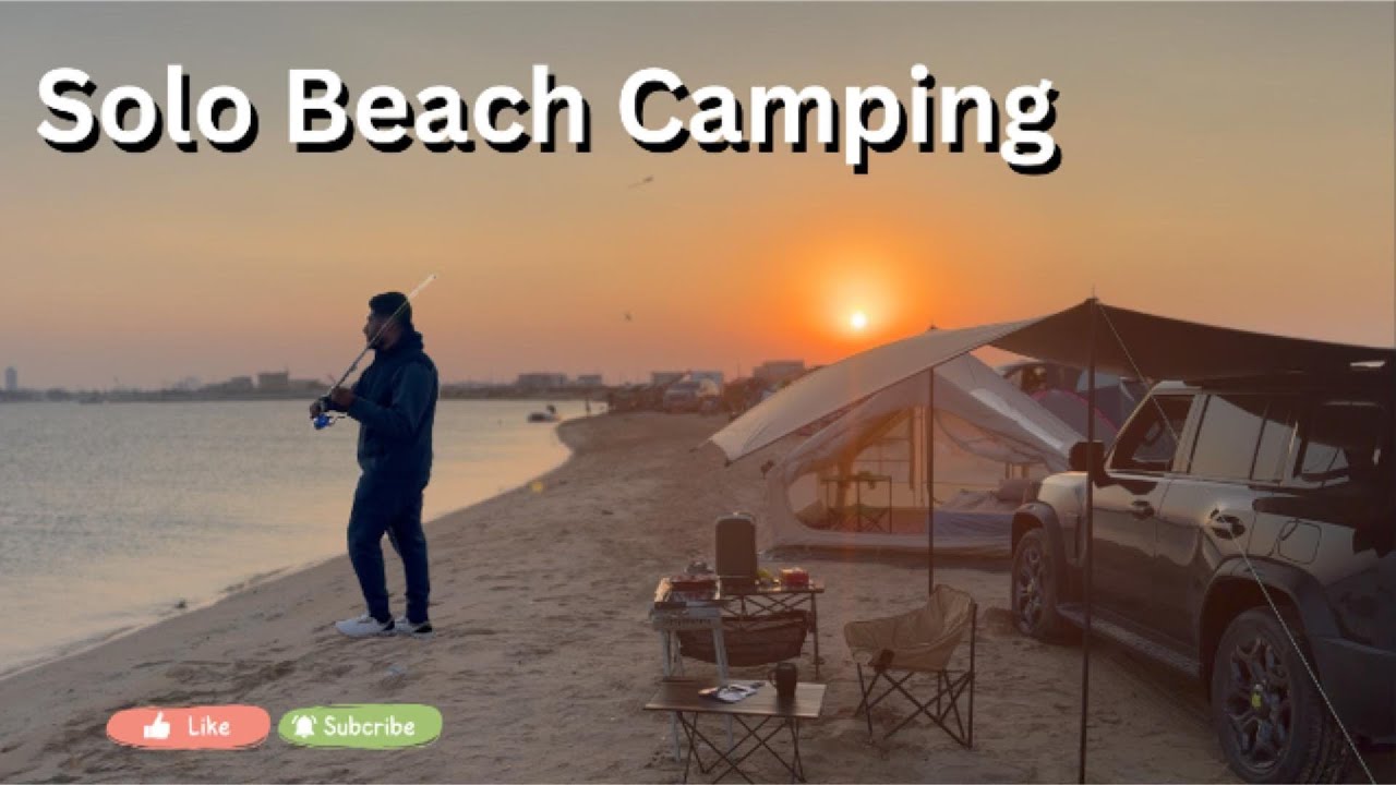 Beach Camping [ Cozy Solo Trip ] - Grill Fish on the Beach