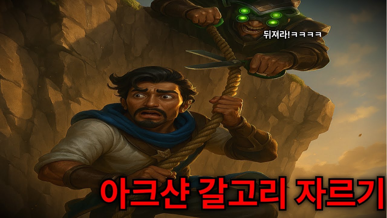 (롤) 미드 칼날비 마스터이로 아크샨 절벽에서 갈고리 잘라버렸습니다 ㅋㅋㅋㅋ ★마스터이 vs 아크샨 2명★