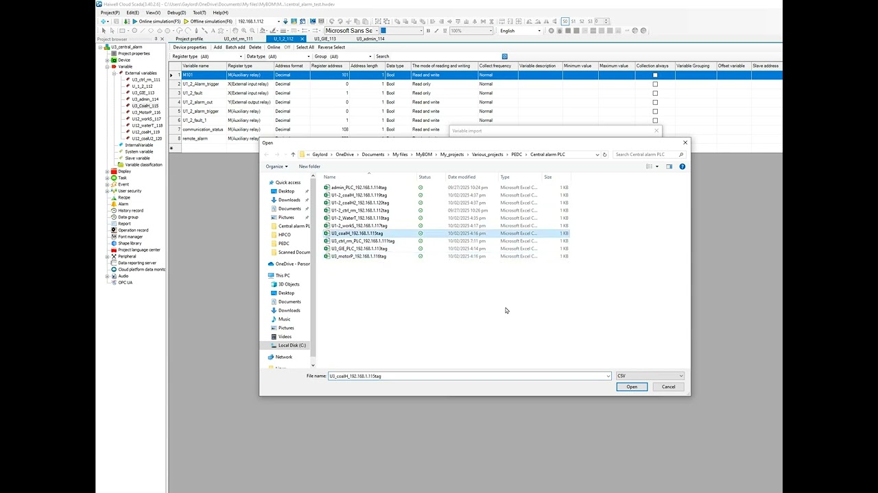 Importing  Haiwell PLC tags to Haiwell SCADA
