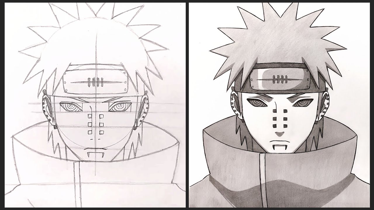 Cara Menggambar PAIN Akatsuki - Naruto | Anime Drawing - Step by Step