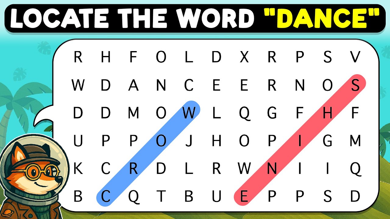 🦊🔍 Can Your Eyes Find “DANCE”? 🔎🦊 | Word Search Puzzle