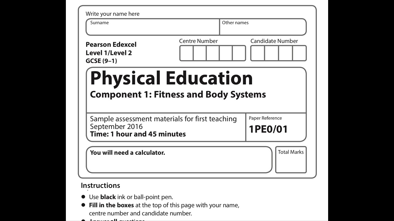 GCSE Edexcel P.E Paper 1 Walkthrough