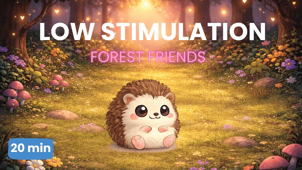 Low Stimulation Forest Friends 🌲 Calm Forest Sounds for Baby Sleep (20 Min)