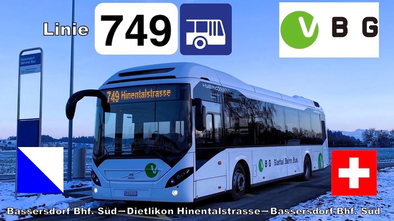 🇨🇭 VBG Buslinie 749 | Bassersdorf Bahnhof Süd → Dietlikon Hinentalstrasse → Bassersdorf Bahnhof Süd