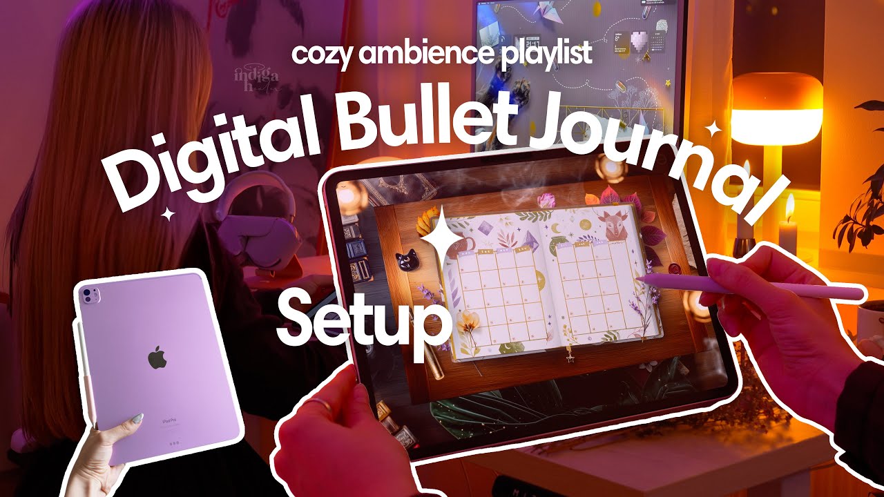 Digital Bullet Journal Setup on iPad 🕯️🌓✨ Cozy Ambience + Playlist to Journal Along