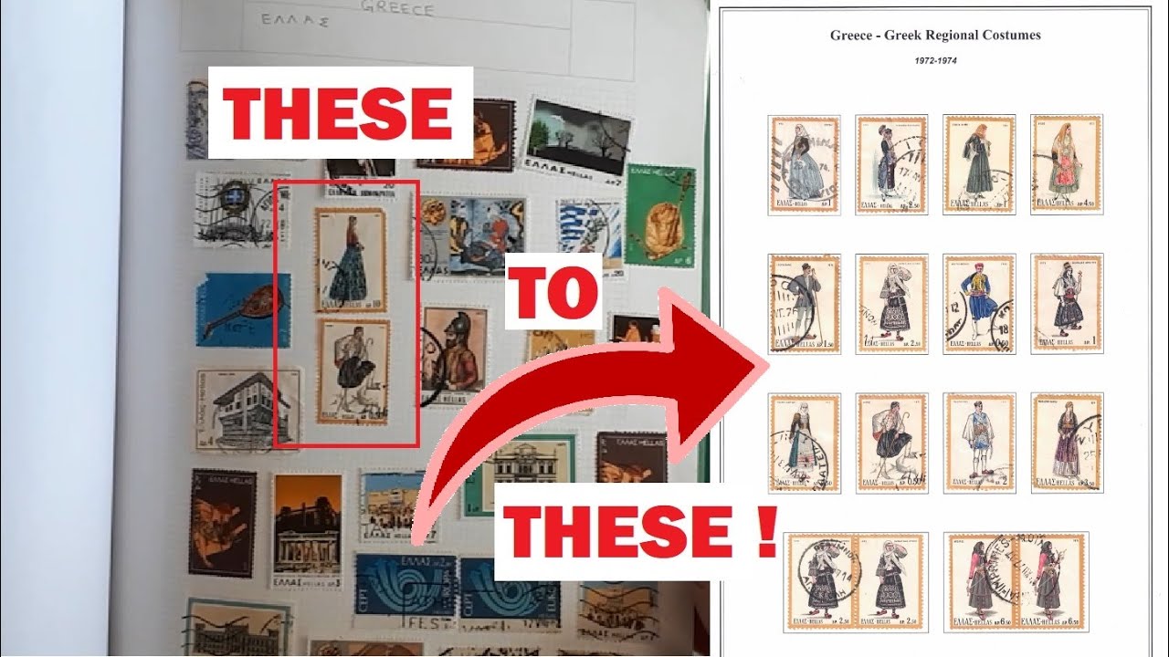 Trash to Treasure - Greek regional costumes stamps