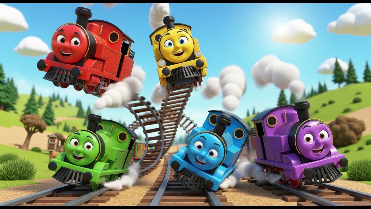 Cinco Pequeños Trenes de Juguete Clickety Clack | Canciones de Trenes y Rimas Infantiles
