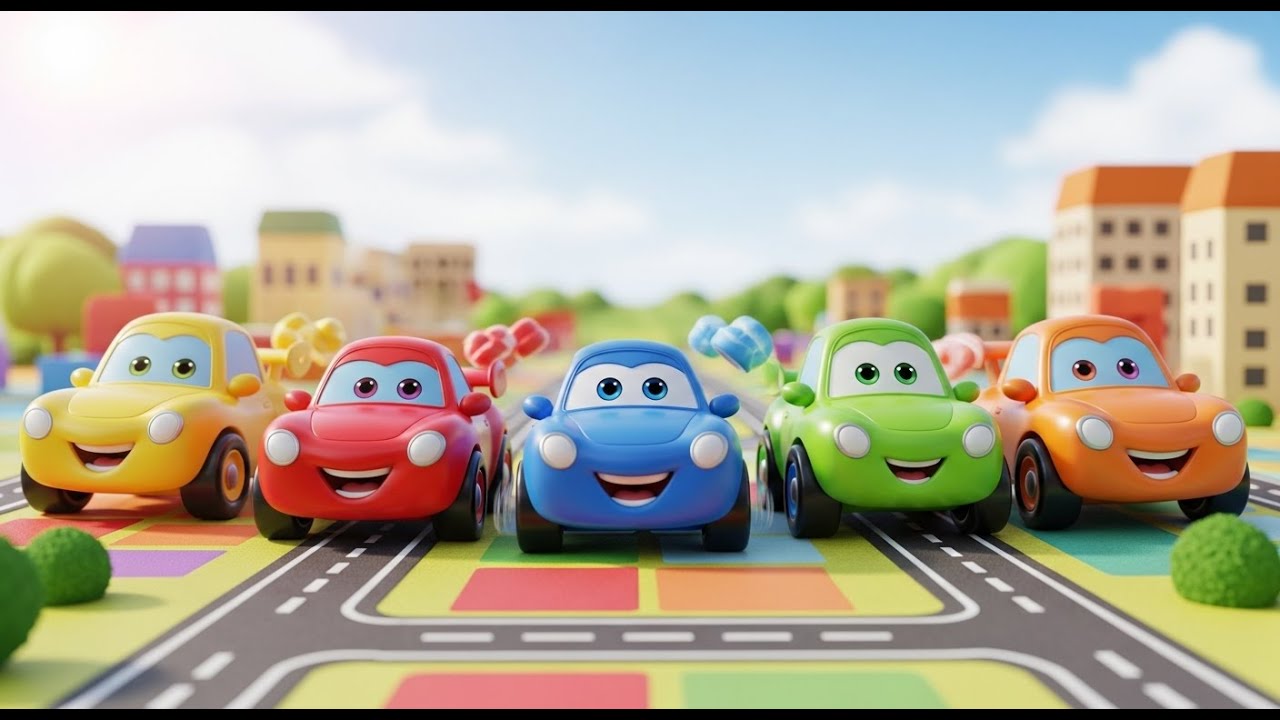Five Little Toy Toy Cars Vroom Vroom Vroom | Fast Car Song & Racing Rhyme