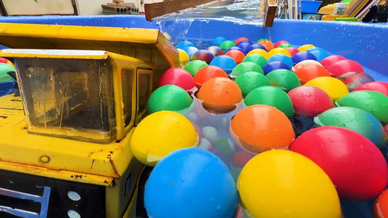 Marble run ASMR ☆ 5 types of dump truck & big dragon ball billiard ball colorful balls