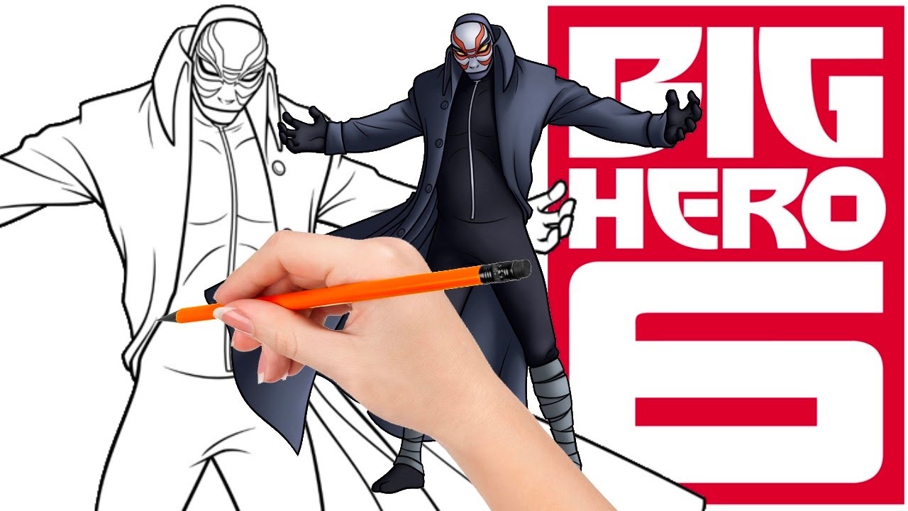 How to draw Robert Callaghan 'Yokai' the masked man - Big Hero 6