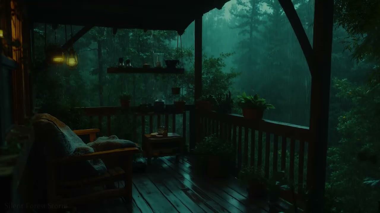 Relax with Forest Rain 🌧️ Distant Thunder | Dark Bedroom Ambience for Deep Sleep