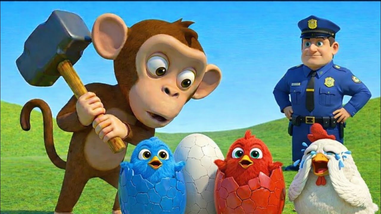 Funny Monkeys 3D | Funny Jungle Cartoon Story | Monkey Steals Eggs & Gets Caught | 3D Kids Animation