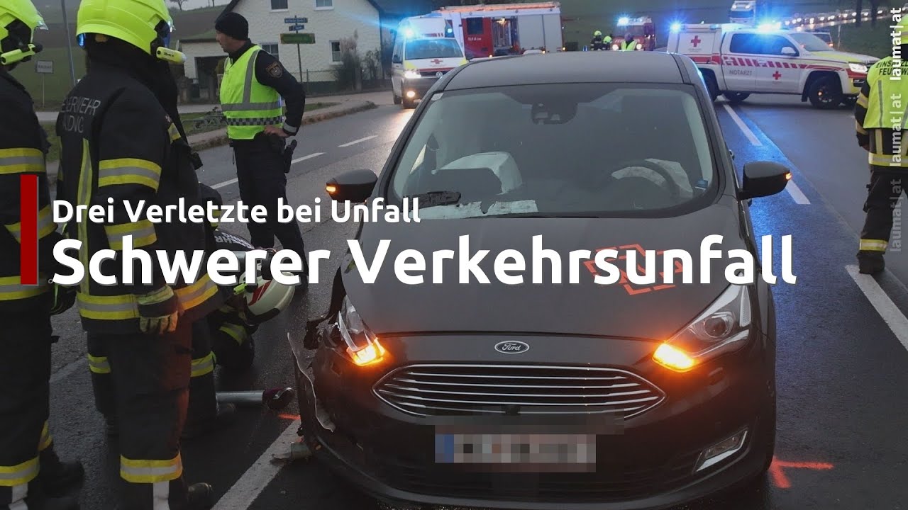 Drei Verletzte bei schwerem Verkehrsunfall auf Innviertler Straße in Krenglbach
