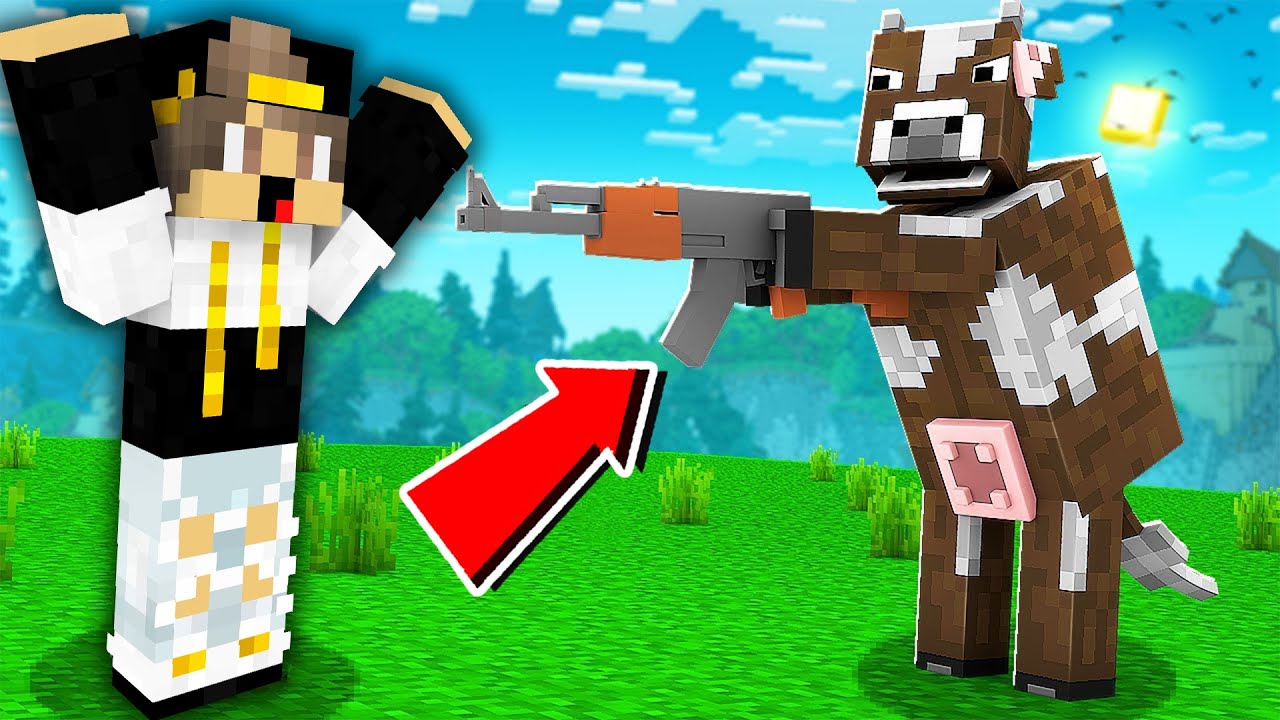 ماين كرافت ولكن كل الحيوانات لديها اسلحة ( كل العالم ضدي ) 😲😰