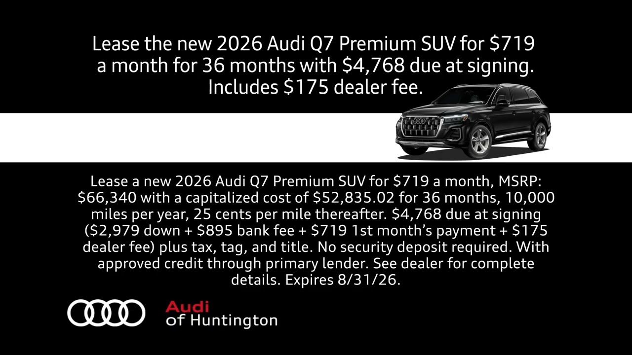 New 2026 Audi Q7 Premium SUV Summer of Audi Lease Offer