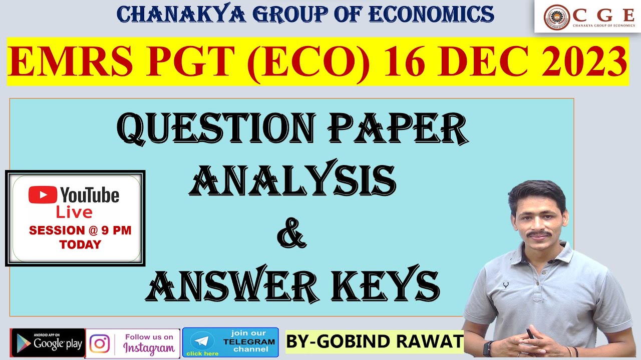 EMRS PGT (ECO) QUESTION PAPER ANALYSIS & ANSWER KEYS