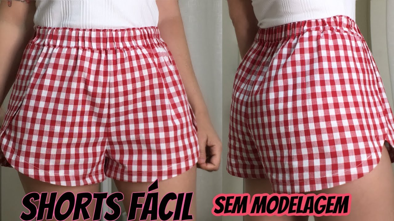DIY: 🔥CORTE E COSTURA SHORTS TRANSPASSADO FACIL  SEM MODELAGEM ( PARA INICIANTE 😱)