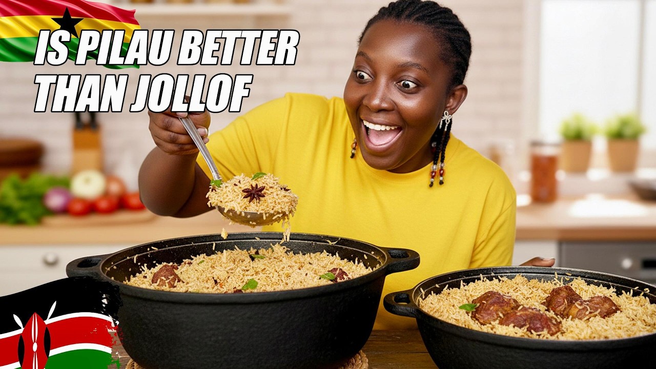 Ghanaian Cooking Kenyan Pilau for the First Time 