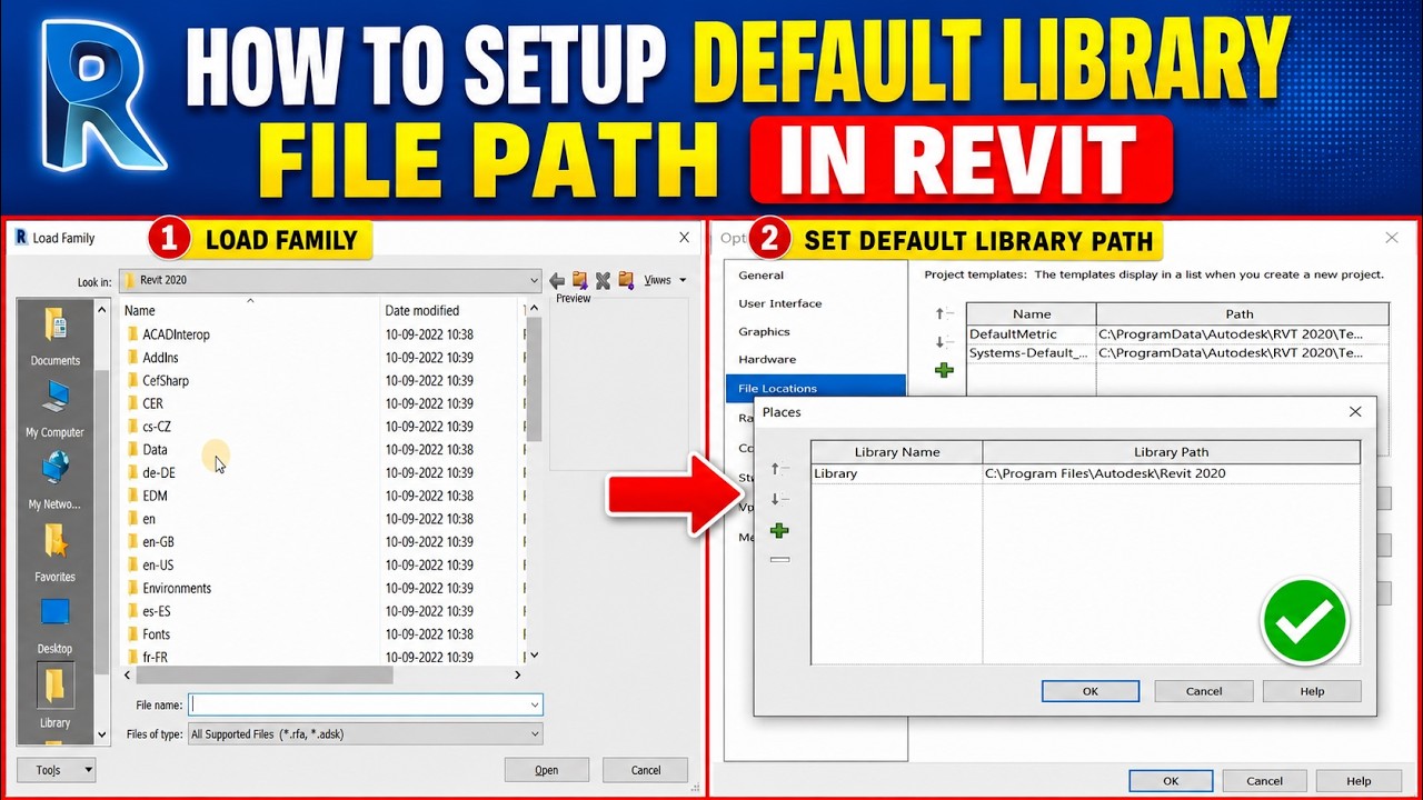 Default library file path settings in Revit