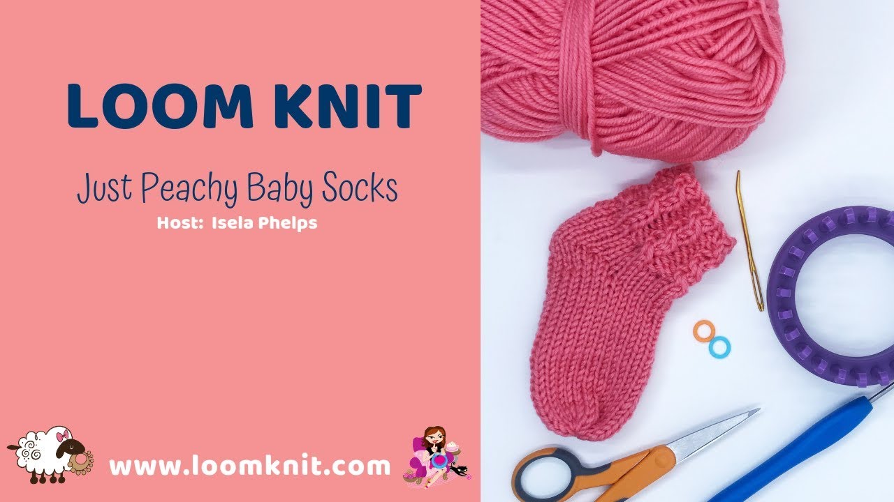 How to Loom Knit Baby Booties:  Just Peachy Booties (shows mock cables).