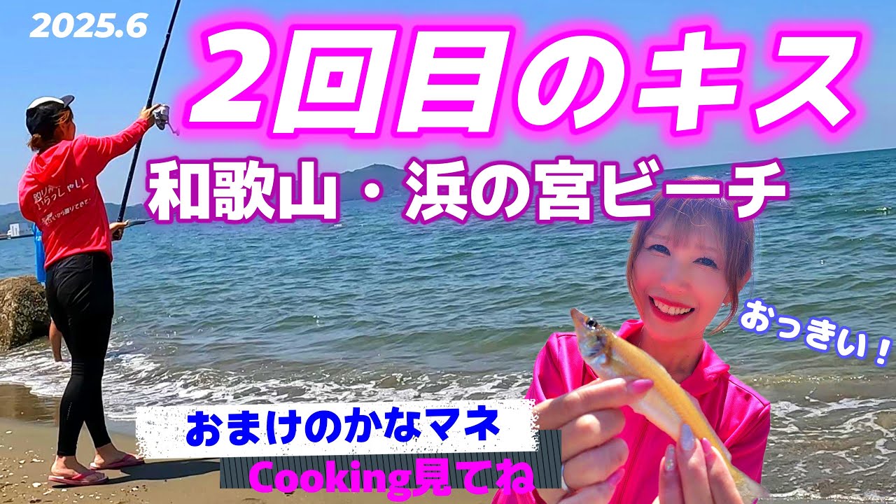 2回目のキスは大興奮‼️和歌山の海岸で歓喜！大きいのがきた！【キス釣り】