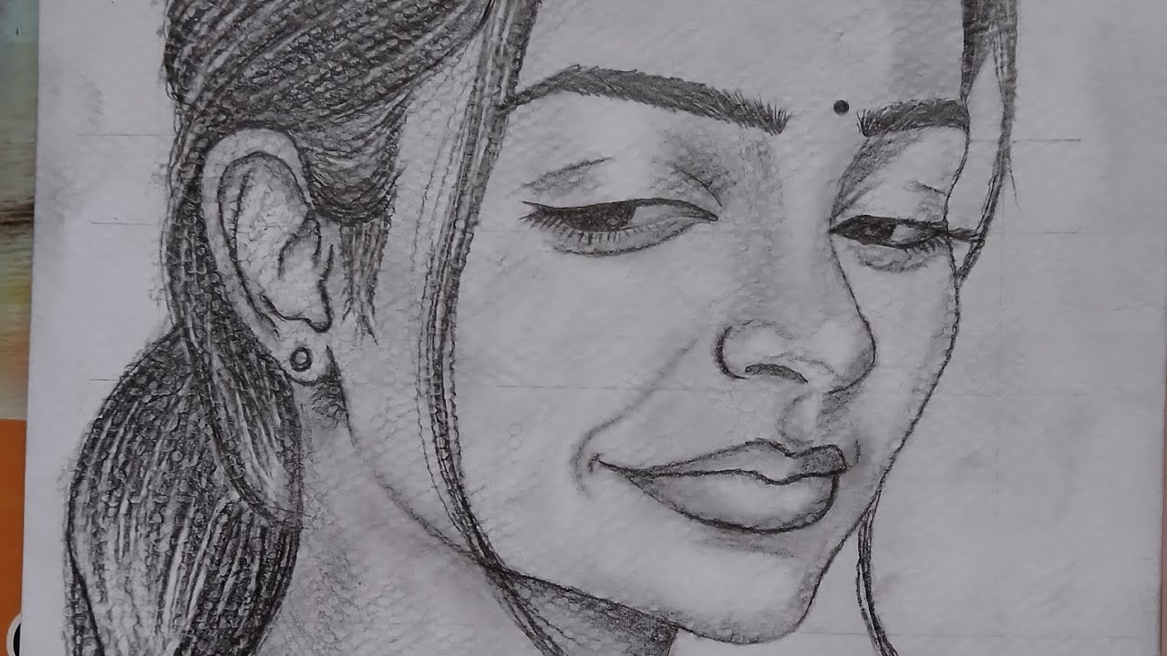 Sketching a girl with pencil | Realistic drawing process