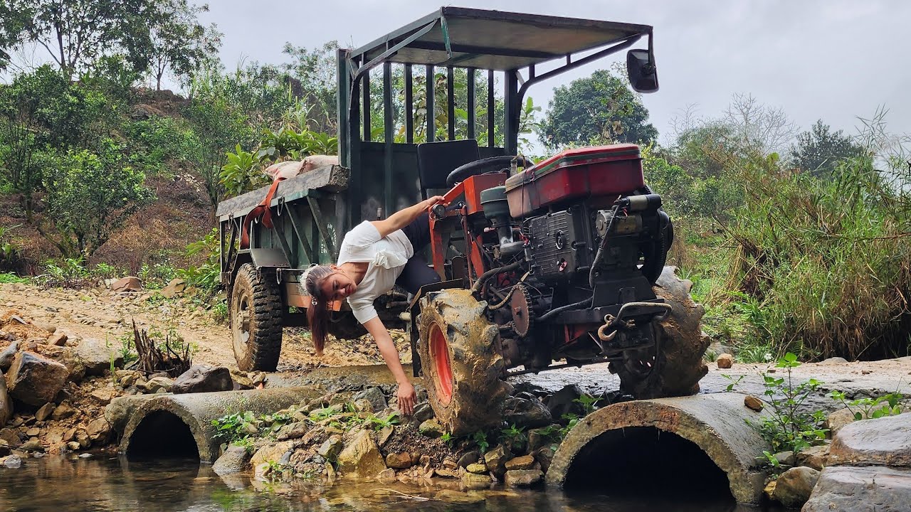 Agricultural vehicles transporting construction materials