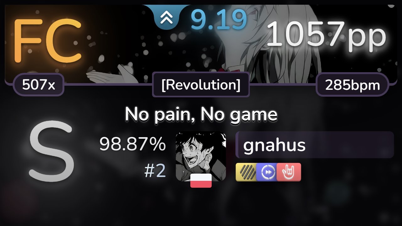 9.2⭐ gnahus | nano - No pain, No game [Revolution] +HDDTHR 98.87% FC #2 | 1057pp - osu!
