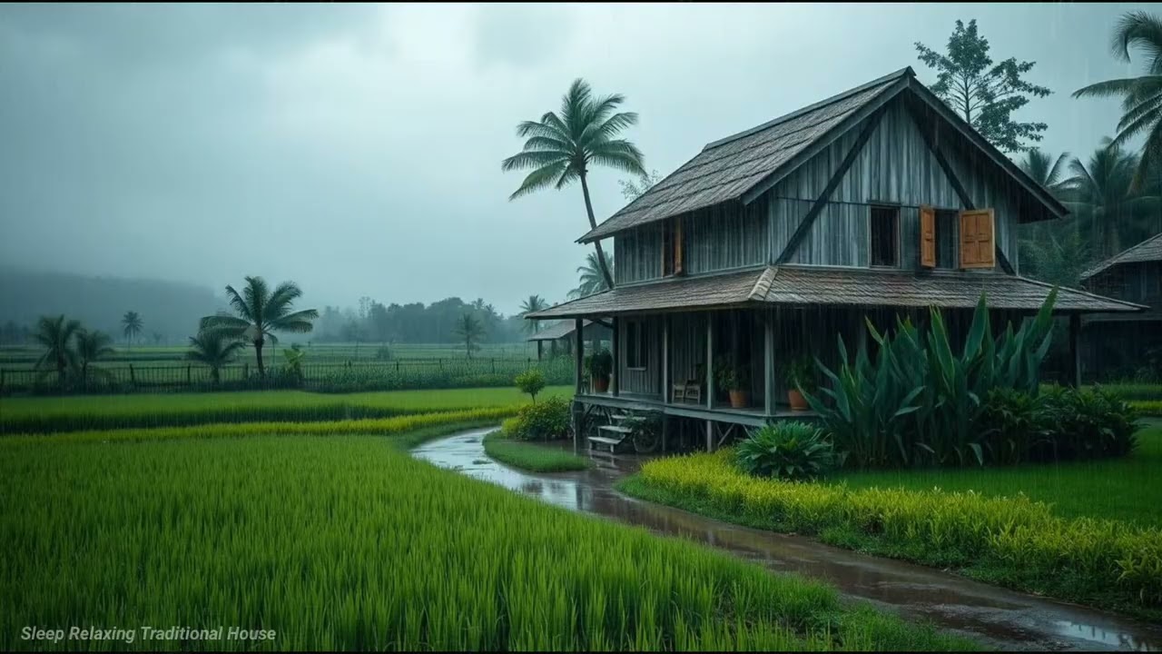 Cinematic Rainy Village Ambience 🌿 Deep Relaxation & Calm Mind